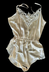 Pure Ivory Silk and Nottingham Lace Cami-Knickers