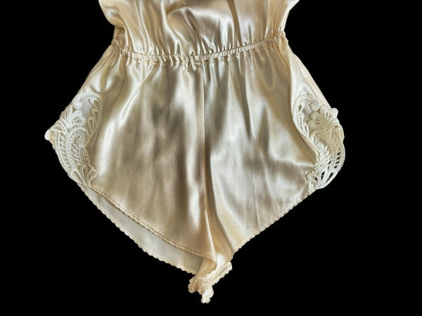 Pure Ivory Silk and Nottingham Lace Cami-Knickers