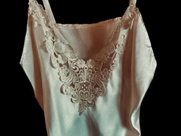 Pure Silk Nottingham Lace Trimmed Camisole in Ivory - CMS7