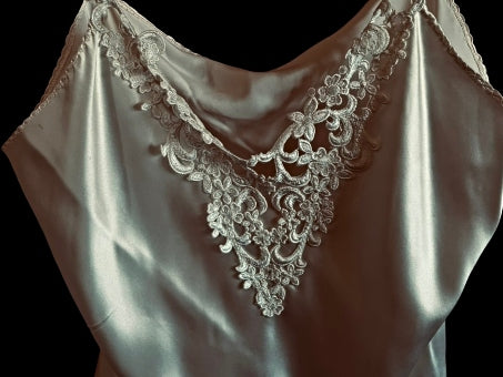 Pure Silk Nottingham Lace Trimmed Camisole in Ivory - CMS8