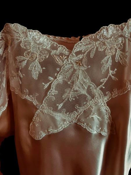 Pure Silk Antique Nottingham Lace Trimmed Camisole in Gold- CMS10
