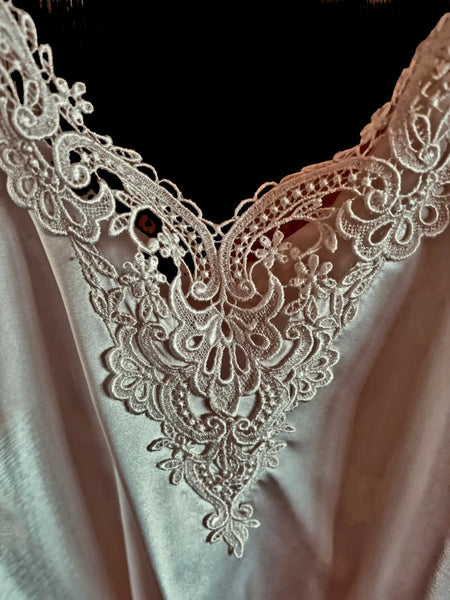 Pure Silk Nottingham Lace Trimmed Camisole in Ivory - CMS9