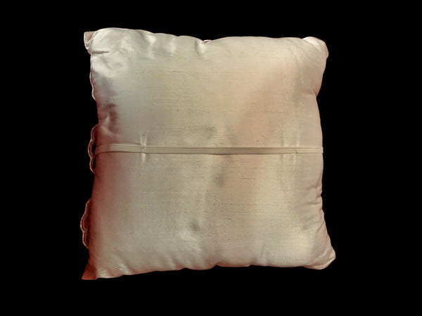 Lace Lovers Cream Silk and Nottingham Lace Ring Cushion - CN305/B/RING