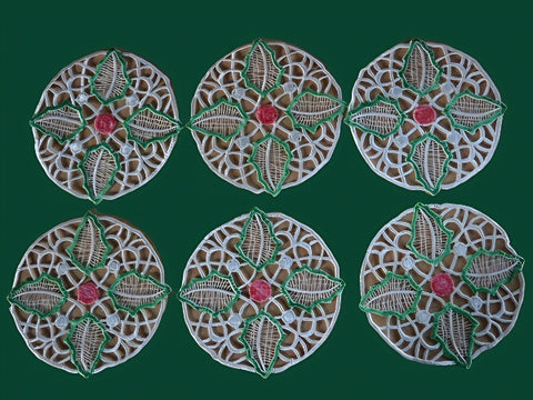 Red and Green Holly Coasters - CSC1