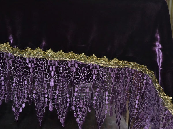 Dark Purple and Gold Silk Velvet Tablecloth/Throw - TC121