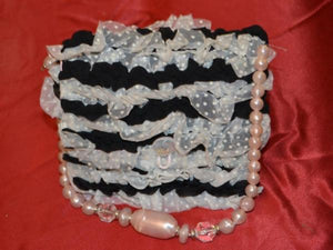 Pure Silk and Silk Satin Purse with Lace Ruffles - PUR11