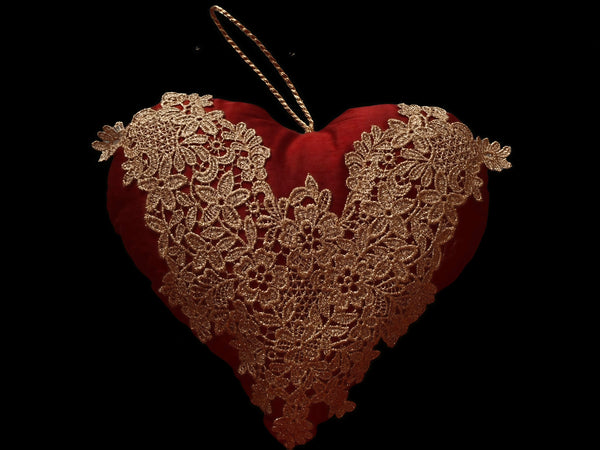 Lace Lovers Red and Gold Hanging cushion - HCNRG