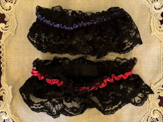 Black Nottingham Lace garter - GR303