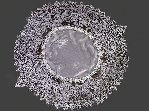 Silk Velvet and Nottingham Lace Round Table Topper - TC213