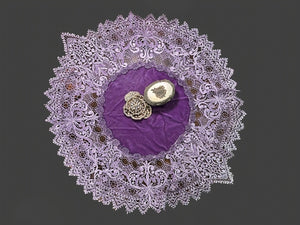 Silk Velvet and Nottingham Lace Round Table Topper - TC213