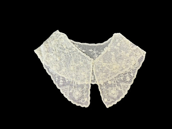 Ivory Vintage Round Nottingham Lace Collar - CR101