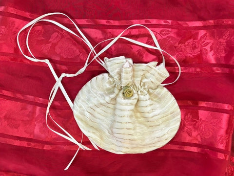 Ivory Silk Drawstring Lipstick Purse - PUR27