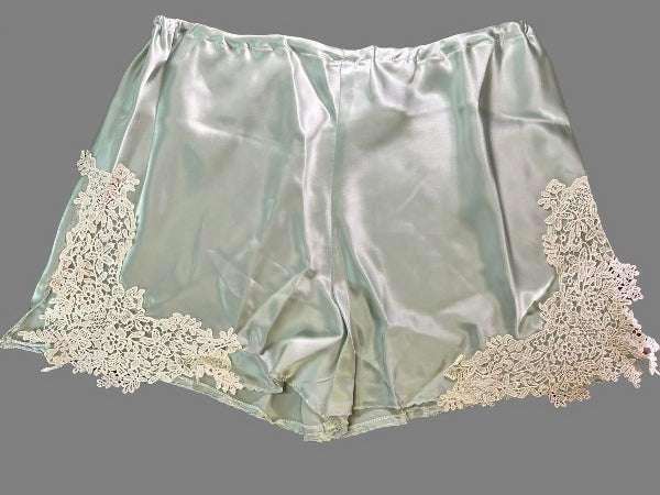 Silk and Nottingham Lace French Knickers in Ocean Pearl- FKN200