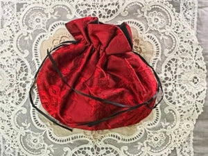 Red Silk Drawstring Lipstick Purse - PUR40