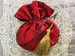 Red Silk Drawstring Purse - PUR41