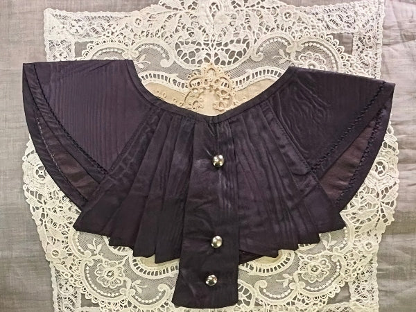 Black Silk Victorian Collar with Buttons - CR106