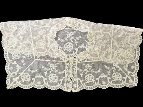 Ivory Vintage Square Nottingham Lace Collar - CR103