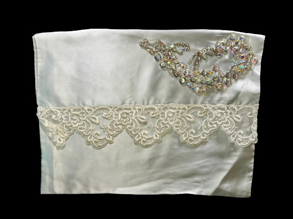 Pure Silk and Nottingham Lace Pale Blue Lingerie/Travel Bag - LBG263
