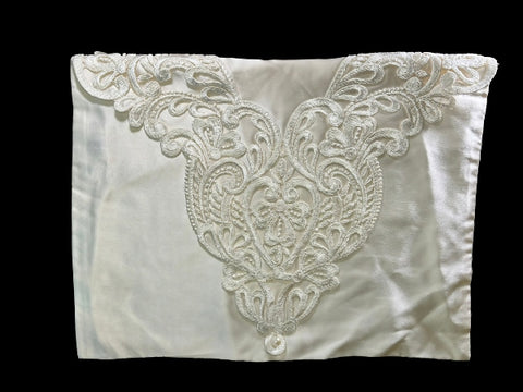 Pure Silk and Nottingham Lace Cream Lingerie/Travel Bag with Pearl Button - LBG401