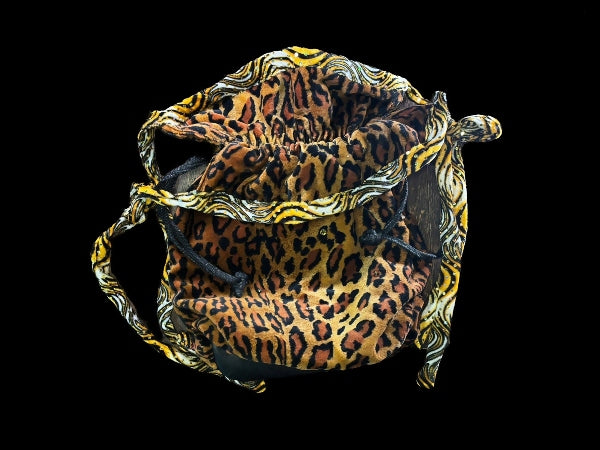 Leopard skin Cotton Velvet Bucket Bag with Rose Lining - PUR47