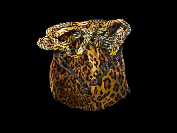 Leopard skin Cotton Velvet Bucket Bag with Rose Lining - PUR47