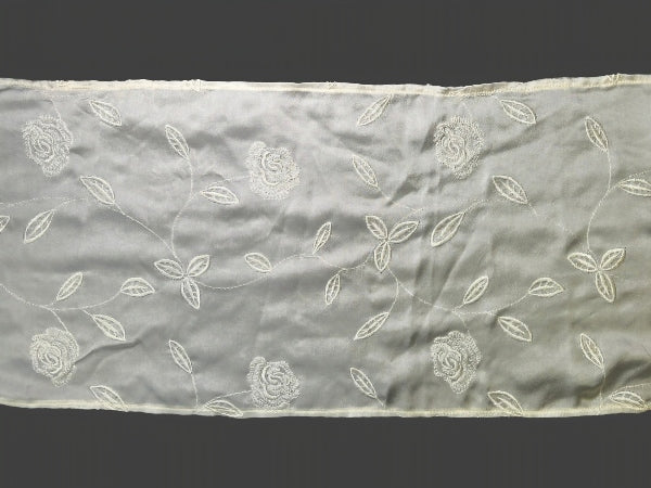 Embroidered Silk Satin Chiffon Rose Nottingham Lace Scarf - SF180