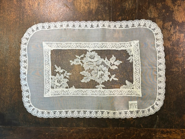 Organdy and Nottingham Lace Tray Cloth - TC203