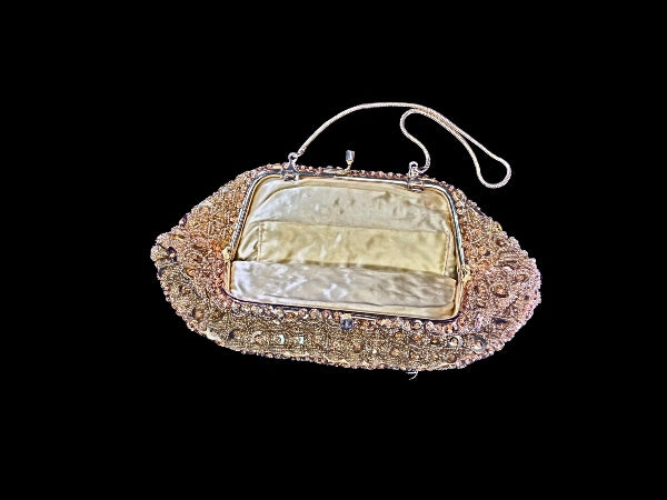 Vintage Beaded and Sequinned Gold Purse - VP4