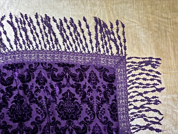 Purple Silk Velvet Drippy Tablecloth/Throw -  TC122