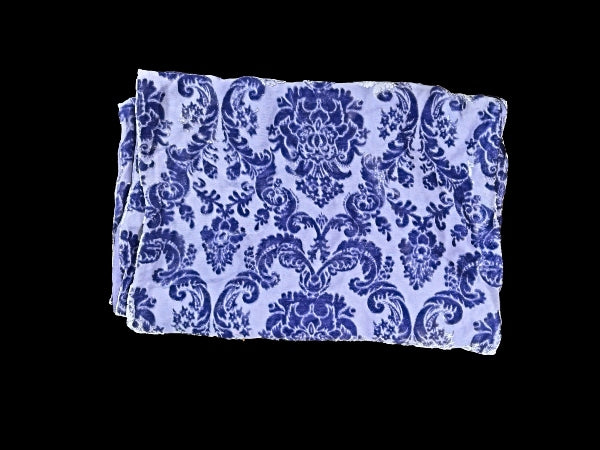 Blue Devore Silk Velvet and Silk Chiffon Scarf - SF2004