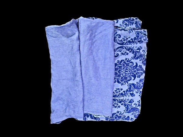 Blue Devore Silk Velvet and Silk Chiffon Scarf - SF2004