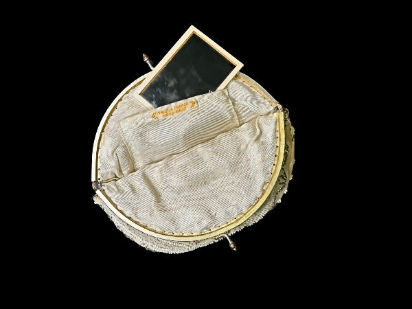 Vintage 1920's French Beaded Purse with Mirror - VP6