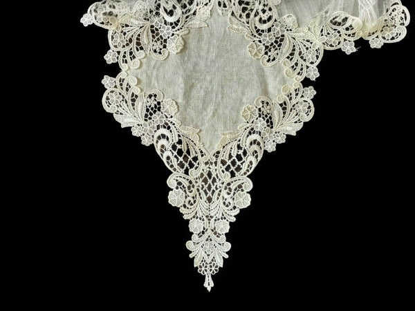 Cut Out Irish Linen and Guipure Nottingham Lace Tablecloth - TC2000
