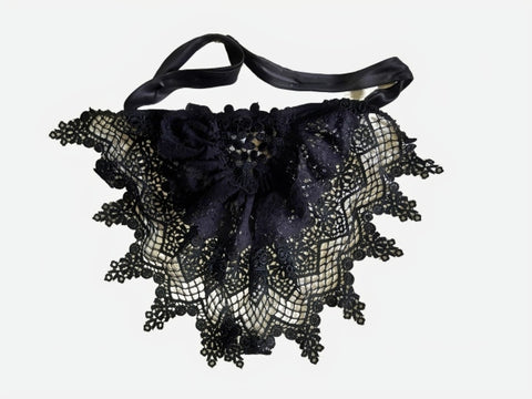 Black Guipure Nottingham Lace Jabot - JABOTF