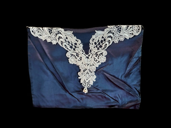Pure Silk and Nottingham Lace Lingerie/Travel Bag with Pearl Button - LBG268
