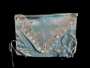 Pure Silk and Nottingham Lace Aqua Lingerie/Travel Bag  - LBG615