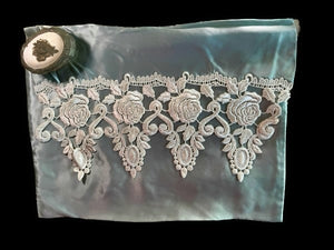 Pure Silk and Nottingham Lace Aqua Lingerie/Travel Bag  - LBG403
