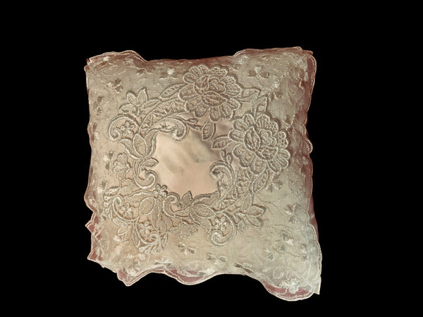 Lace Lovers Cream Silk and Nottingham Lace Cushion - LLCN3012
