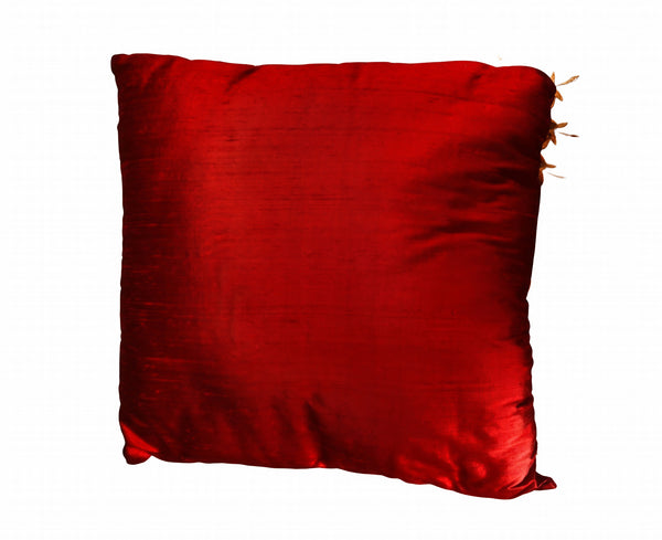 Lace Lovers Ruby and Gold Antique Nottingham Lace Silk Cushion - LLCN3014