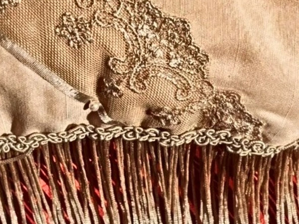 Lace Lovers Edwardian Inspired Silk and Nottingham Lace Cushion - LLCN3023
