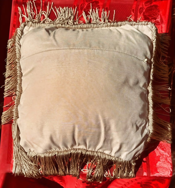 Lace Lovers Edwardian Inspired Silk and Nottingham Lace Cushion - LLCN3023