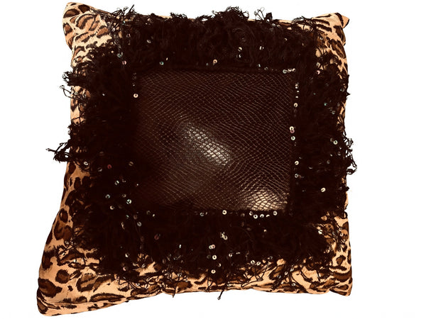 Lace Lovers Funky Leopard Fringe Cushion - LLCN3030