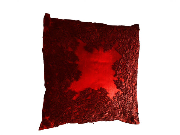 Lace Lovers Ruby and Ruby Nottingham Lace Silk Cushion - LLCN3032