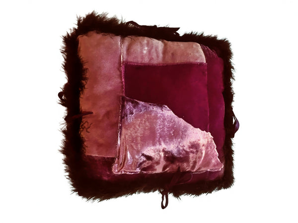 Lace Lovers Purple Velvet and Maribou Feather Cushion - LLCN3034
