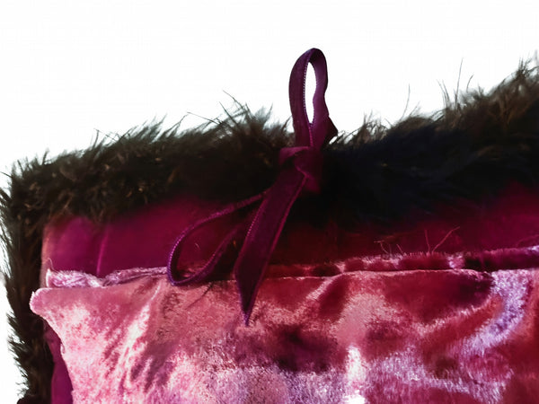Lace Lovers Purple Velvet and Maribou Feather Cushion - LLCN3034