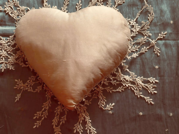 Silk and Lace  Ivory Heart Cushion - LLHCN14