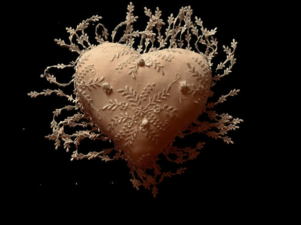 Silk and Lace Pale Pink Heart Cushion - LLHCN15