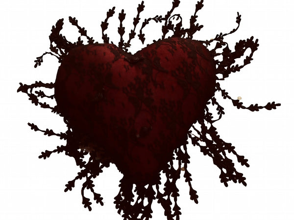 Silk and Lace Ruby and Black Heart Cushion - LLHCN9