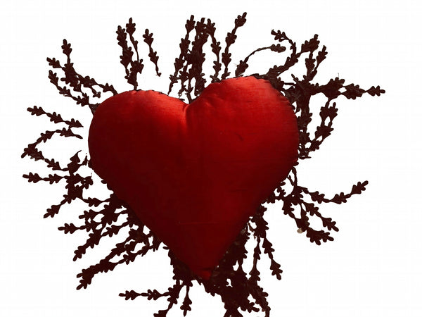 Silk and Lace Ruby and Black Heart Cushion - LLHCN9
