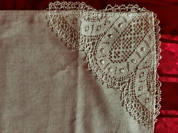 Linen and Cluny Lace Napkin - N2